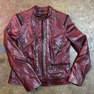 Bernardo Deep Red Leather Jacket